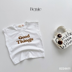 Áo thun ngắn tay ba lỗ sát nách dáng tank top hàn quốc BERNIE in chữ Good  things BERNIE 0224A11 phong cách hàn quốc cho bé từ 1 đến 7 tuổi