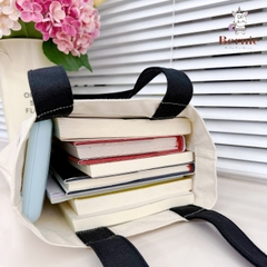 Túi tote vải đeo vai màu be đơn giản in chữ Bernie