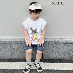 Áo thun ba lỗ sát nách dáng tank top hàn quốc in thỏ cho bé trai bé gái từ 1 đến 7t BERNIE 0324A15