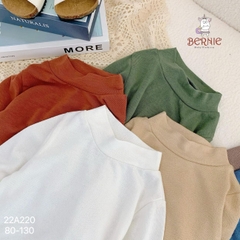 Áo thun cố lọ cao 3 phân dài tay basic bé trai bé gái chất thun cotton 1 đến 7 tuổi BERNIE 22A220