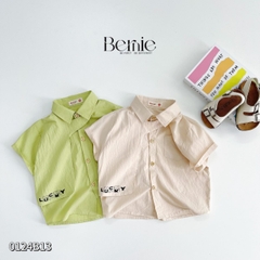 Set bộ sơ mi cổ cúc ngắn tay phối lạ mắt phong cách sành điệu cho bé trai 1 đến 7 tuổi BERNIE 0124B13