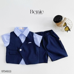 Set vest gile ngắn tay công tử hàn quốc túi khăn cho bé trai thôi nôi sinh nhật đi tiệc 1đến 7 tuổi BERNIE 0424B32