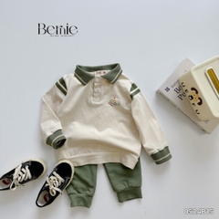 Set bộ thunpolo dài tay phối sọc tay họa tiết Bernie cho bé trai đi chơi đi học 1 đến 7t BERNIE 0524B15