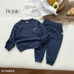 Set bộ thun  bozip dài tay thêu ngực cho bé trai phong cách hàn quốc size 1 đến 7 tuổi BERNIE 0724B04