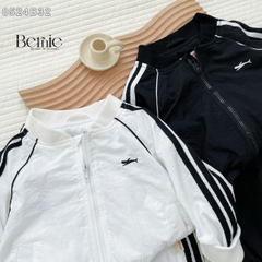 Set bộ gió dài tay thể thao 2 lớp màu trắng màu đen sơ mi unisex cho bé trai bé gái 1 đến 7 tuổi BERNIE 0524B32