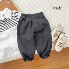 Set bộ sơ mi trắng dài tay phối kẻ kèm quần kaki dài cho bé trai 1 đến 7 tuổi BERNIE 0724B14