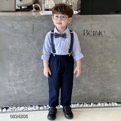 Set vest dài gile áo sơ mi túi khăn công tử lịch lãm bé trai thôi nôi sinh nhật 1 đến 7 tuổi BERNIE 0824b06