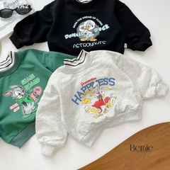 Áo sweater tay dài họa tiết in hình thỏ và vịt dễ thương cho bé trai bé gái 1đến 7tuổi BERNIE0724A21