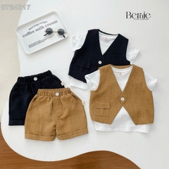 Set bộ vest gile công tử ngắn tay 3 chi tiết phong cách hàn quốc cho bé trai 1 đến 7 tuổi BERNIE 0724B17