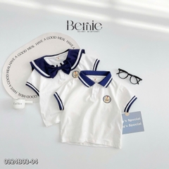 Bộ đồ thun Polo cho bé trai bé gái đồng phục BERNIE thủy thủ quần short ngắn chân váy xếp ly 8-30kg H0924B04