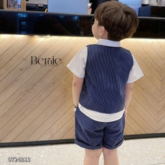 Set bộ gilê vest công tử cổ sam 4 chi tiết áo sơ mi ngắn phối gi le rời kèm nơ cổ 1 đến 7 tuổi BERNIE 0724B13