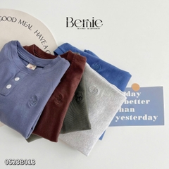 Set bộ thun cotton dài tay cho bé trai màu trơn basic hàn quốc thêu mỏ neo 1 đến 7 tuổi BERNIE 0523B013
