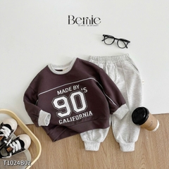 Set Bộ thun quần áo dài tay thu đông cho bé trai phong cách thể thao in số 90 BERNIE 1 đến 7 tuổi T1024B02