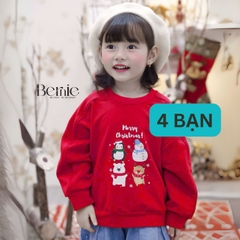 Áo noel màu đỏ áo phông dài tay giáng sinh cho bé trai bé gái 1 đến 7 tuổi BERNIE 0824A13