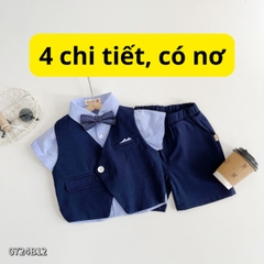 Set vest gile ngắn tay công tử hàn quốc túi khăn cho bé trai thôi nôi sinh nhật đi tiệc 1đến 7 tuổi BERNIE 0424B32