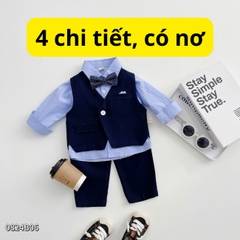Set vest dài gile áo sơ mi túi khăn công tử lịch lãm bé trai thôi nôi sinh nhật 1 đến 7 tuổi BERNIE 0824b06