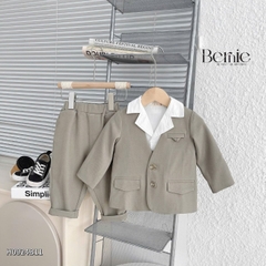 Set bộ vest cho bé trai áo vest quần âu dài kèm áo sơ mi trắng lịch lãm 1 đến 7 tuổi BERNIE H0924B11