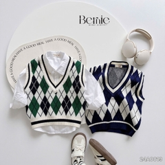 Áo khoác gile len họa tiết quả trám phong cách hàn quốc cho bé trai bé gái size 1 đến 7T BERNIE 24A0019
