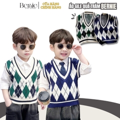 Áo khoác gile len họa tiết quả trám phong cách hàn quốc cho bé trai bé gái size 1 đến 7T BERNIE 24A0019