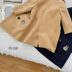 Áo khoác dạ măng tô mangto cho bé trai bé gái unisex 1 đến 7 tuổi màu xanh than màu be Bernie 0924A16