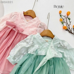 Set so mi dài Hanbok mặc tết phong cách hàn quốc dễ thương cho bé gái hoạ tiết hoa xuân màu hồng màu xanh hàn quốc cho bé 1 đến 7 tuổi BERNIE 0924B21