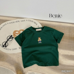 áo phông ngắn tay trơn cho bé trai bé gái, áo thun ngắn tay cotton màu trắng vàng xanh đen cam 1 đến 6 tuổi BERNIE 0424A11