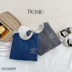 Set dài bé trai thể thao tay dài phối màu chất da cá họa tiết thêu gấu size 1 đến 7 tuổi BERNIE H1124B07