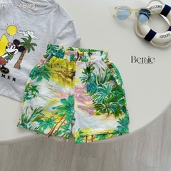 Set bộ thun tay ngắn set đi biển họa tiết Snoopy cho bé trai áo thun cotton quần đũi mềm mại size 1 đến 7 tuổi BERNIE 0124B43