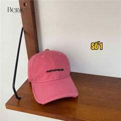 Mũ lưỡi trai kaki xước unisex cho bé trai bé gái thêu chữ phong cách Hàn quốc BERNIE 49-52cm cm bé 2 đến 6 tuổi 