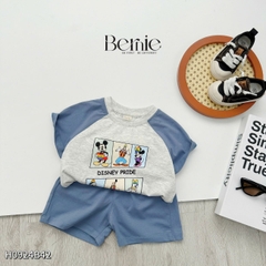 Set bộ thun tay ngắn set raplang họa tiết hoạt hình cho bé trai chất thun cotton mềm size 1 đến 7 tuổi BERNIE H0924B42