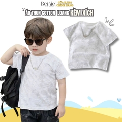 Áo thun cotton cộc tay loang màu phong cách hàn quốc kèm dây xích cho bé trai từ 1 đến 6 tuổi BERNIE