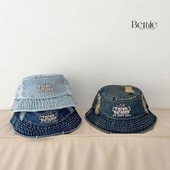 Mũ tai bèo jean thêu chữ  cho bé trai bé gái phong cách hàn quốc dễ thương size 4 đến 8 tuổi Bernie HL346
