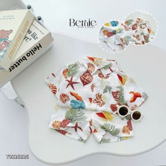 Set sơ mi đũi đi biển unisex cho bé trai bé gái họa tiết summer size 9 tới 25kg BERNIE T0325B26