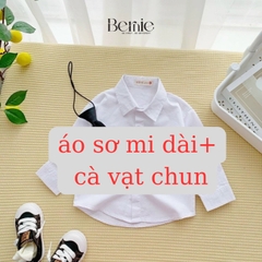 Áo sơ mi tay dài kẻ sọc kèm cà vạt cho bé trai đi chơi đi tiệc sành điệu 1 đến 7 tuổi BERNIE HA1109