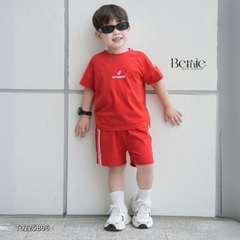 Đồ bộ cộc cho bé trai dáng thể thao viền sọc họa tiết khủng long cho bé từ 9 đến 24kg BERNIE T0225B06