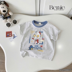  Set bộ cộc tay siêu nhân điện quang áo thun cotton và quần short denim bé trai 1 đến 7 tuổi BERNIE H1224B07