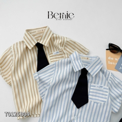 Áo sơ mi tay dài kẻ sọc kèm cà vạt cho bé trai đi chơi đi tiệc sành điệu 1 đến 7 tuổi BERNIE HA1109