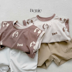 Set bộ tanktop họa tiết in trần cún cho bé trai kèm quần short 9 đến 25kg BERNIE H0225B31