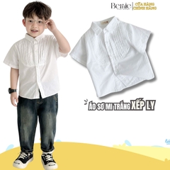 Áo sơ mi trắng công tử cộc tay xếp ly nổi cho bé trai size 9kg tới 28kg BERNIE H0125A16