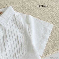 Áo sơ mi trắng công tử cộc tay xếp ly nổi cho bé trai size 9kg tới 28kg BERNIE H0125A16