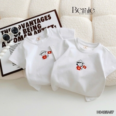 Áo thun tay ngắn unisex cho bé trai bé gái họa tiết in chữ Độc lập - Tự do size 9 tới 25kg BERNIE H0425A57
