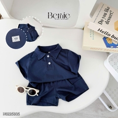 Set bộ polo thun cotton cho bé trai áo thun tay ngắn đính tag logo kèm quần short size 1 đến 7 tuổi BERNIE H0225B35