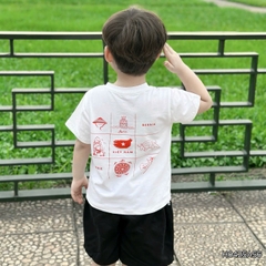 Áo thun tay ngắn unisex cho bé trai bé gái họa tiết in chữ Độc lập - Tự do size 9 tới 25kg BERNIE H0425A57