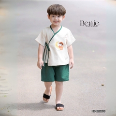 Set bộ đũi cột dây họa tiết thêu chú Cuội trung thu cho bé trai size 1 đến 6 tuổi BERNIE H0425B36