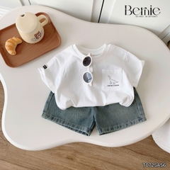 Set bộ tay ngắn bé trai áo thun khủng long kèm quần short jean từ 9 đến 28kg BERNIE BT0725A56