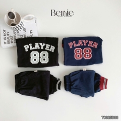 Set bộ dài thể thao chất thun cotton họa tiết hình in Player 88 kèm quần dài cho bé trai size 1 đến 7 tuổi BERNIE T0325B33