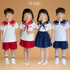 Set thủy thủ bé trai bé gái học sinh thêu lá cờ đỏ yêu nước Việt Nam 1 đến 8 tuổi Bernie H0625B08