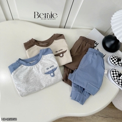 Set bộ tay dài cho bé trai tay áo phối màu họa tiết thêu BERNIE kèm quần dài 1 đến 7 tuổi H0425B58