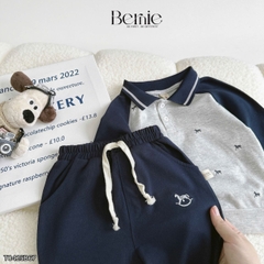 Set bộ polo dài tay raplang phối màu họa tiết in tràn dễ thương kèm quần dài cho bé trai size 1 đến 7 tuổi BERNIE T0425B67