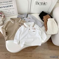 Set bộ polo dài tay chất polo cá sấu họa tiết thêu Gấu Boy kèm quần kaki dài cho bé trai size 1 đến 7 tuổi BERNIE T0425B45